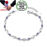 Sweet Woman Girl Party Gift Purple 925 Sterling Silver Bracelet Bangle