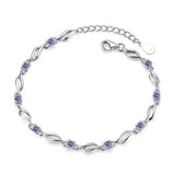Sweet Woman Girl Party Gift Purple 925 Sterling Silver Bracelet Bangle