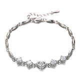 Romantic Purple Heart 925 Silver Bracelet SZ89
