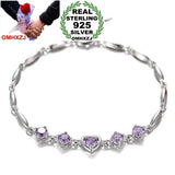 Romantic Purple Heart 925 Silver Bracelet SZ89