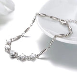 Romantic Purple Heart 925 Silver Bracelet SZ89