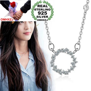925 Silver Circle Pendant Necklace with Twisted Chains - Ocean Gift