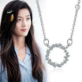 925 Silver Circle Pendant Necklace with Twisted Chains - Ocean Gift