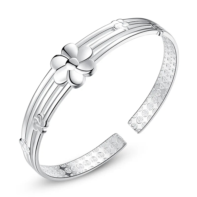 European Woman 925 Silver Bracelet Bangle Gift
