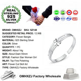 European Woman 925 Silver Bracelet Bangle Gift