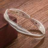 Vintage Cross 925 Sterling Silver Open Bracelet Bangle