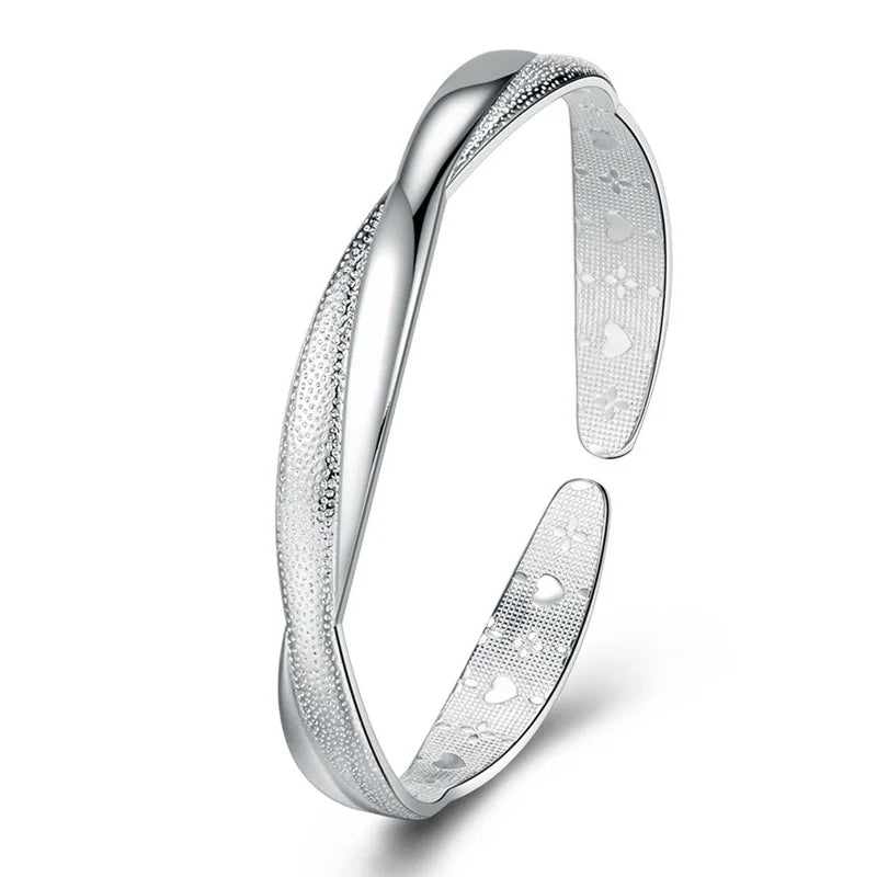 Vintage Cross 925 Sterling Silver Open Bracelet Bangle