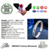 Vintage Leaf 925 Silver Open Bracelet Bangle European Woman Party Gift