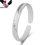 Vintage Leaf 925 Silver Open Bracelet Bangle European Woman Party Gift