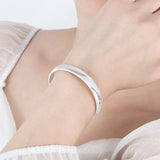 Vintage Leaf 925 Silver Open Bracelet Bangle European Woman Party Gift