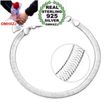 Couple's Casual 925 Sterling Silver Flat Snake Bone Bracelet
