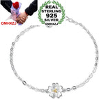 Golden Cherry Flower 925 Sterling Silver Bracelet Bangle SZ118