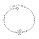 Golden Cherry Flower 925 Sterling Silver Bracelet Bangle SZ118