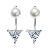 Kpop Zircon Pearls 925 Silver Stud Earrings YS435