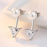 Kpop Zircon Pearls 925 Silver Stud Earrings YS435
