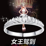 Fine Queen Crown 999 Silver Bracelet Bangle SZ73
