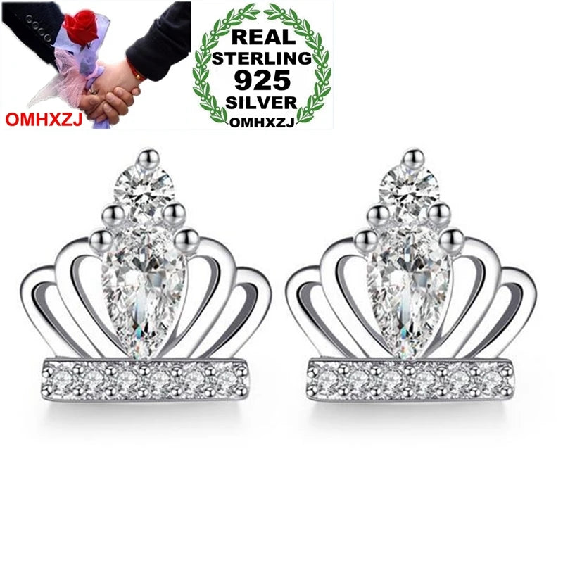 Princess Crown Zircon 925 Sterling Silver Stud Earrings YS357
