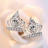 Princess Crown Zircon 925 Sterling Silver Stud Earrings YS357