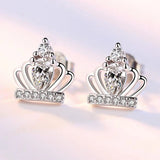 Princess Crown Zircon 925 Sterling Silver Stud Earrings YS357