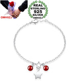 925 Silver Bracelet with Red Agate Star and Pearl