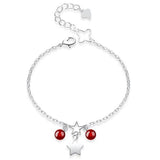 925 Silver Bracelet with Red Agate Star and Pearl
