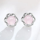 Rose Quartz 925 Silver Stud Earrings YS399
