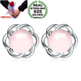 Rose Quartz 925 Silver Stud Earrings YS399