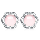 Rose Quartz 925 Silver Stud Earrings YS399