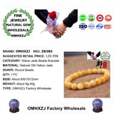 European Birthday Party Wedding Gift Natural Stone Yellow Jade Beads Bracelets