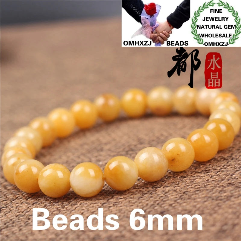 European Birthday Party Wedding Gift Natural Stone Yellow Jade Beads Bracelets