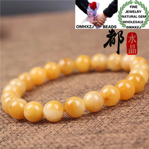 European Birthday Party Wedding Gift Natural Stone Yellow Jade Beads Bracelets