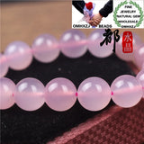 Natural Stone Pink Chalcedony Beads Bracelets, European Style