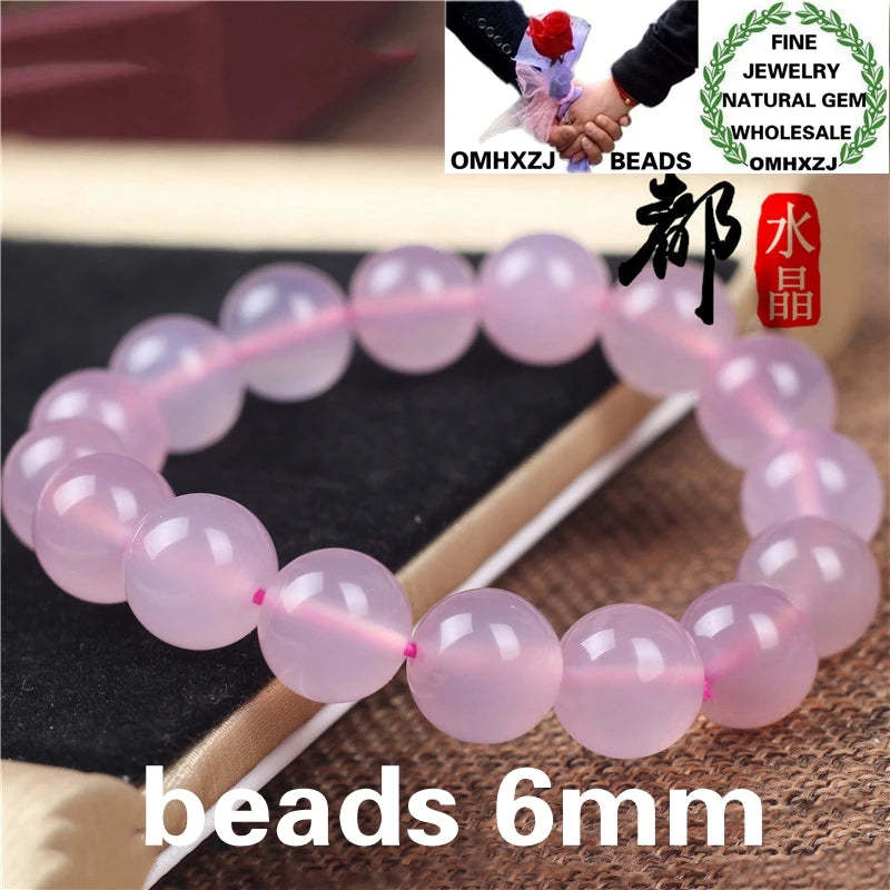 Natural Stone Pink Chalcedony Beads Bracelets, European Style