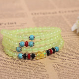 ZB415 Natural Stone Chalcedony Round Beads 4 Layers Bracelets