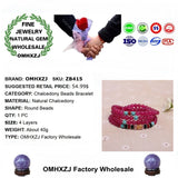ZB415 Natural Stone Chalcedony Round Beads 4 Layers Bracelets