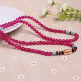 ZB415 Natural Stone Chalcedony Round Beads 4 Layers Bracelets