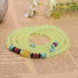 ZB415 Natural Stone Chalcedony Round Beads 4 Layers Bracelets