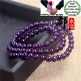 Amethyst Round Beads Bracelet for Birthday or Wedding