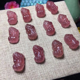 ZB447 European Strawberry Quartz PIXIU Heart Pendant