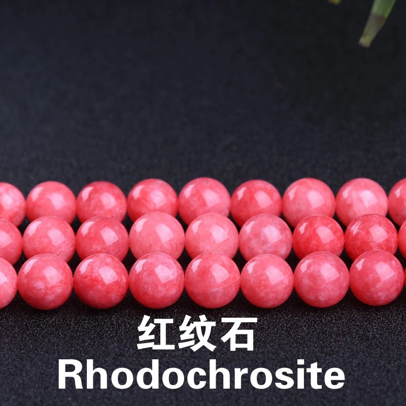 Natural Rhodochrosite Round Beads 6 8 10mm DIY Jewelry Making