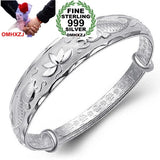 Double fish lotusn 999 Sterling Silver adjustable bracelet Bangles