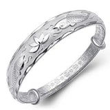Double fish lotusn 999 Sterling Silver adjustable bracelet Bangles