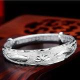 Double fish lotusn 999 Sterling Silver adjustable bracelet Bangles