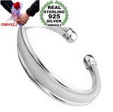 Geometric Double Line 999 Sterling Silver Bracelet Bangle SZ22