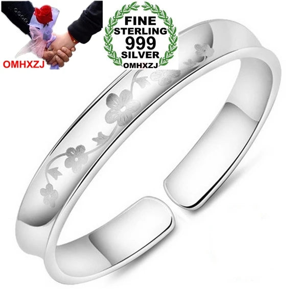 Plum Blossom Woman Kpop Star 999 Sterling Silver Bracelet Bangle