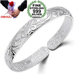 OMHXZJ Flowers woman kpop star 999 Silver bracelet SZ12