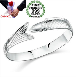 Geometric Fish Woman Kpop Star 999 Silver Bracelet Bangles SZ20