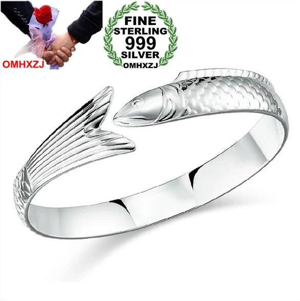 Geometric Fish Woman Kpop Star 999 Silver Bracelet SZ20