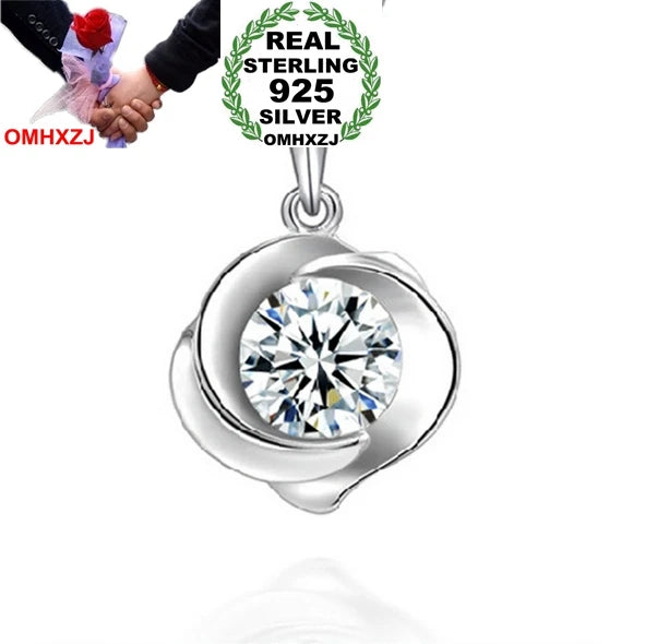 Geometric Rose Flower Woman Kpop Star 925 Sterling Silver Pendant Charm