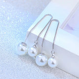 Natural Pearl Women 925 Sterling Silver Tassel Drop Earrings YS130